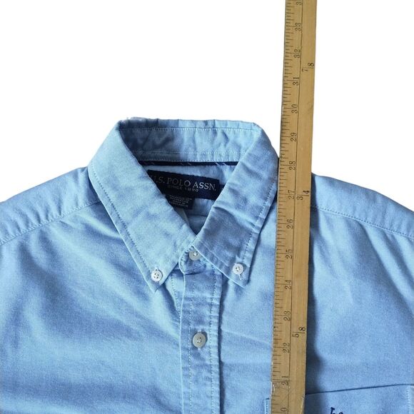 U.S. Polo Assn Shirt Men's Medium Blue Oxford Cotton Long Sleeve Button Down - Picture 13 of 15